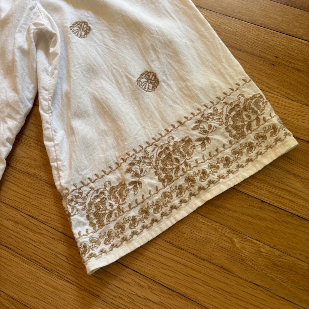 J. Jill Embroidered Tunic Top Women XL P Bell Sleeve Boho Linen Blend Cottage - Picture 11 of 11